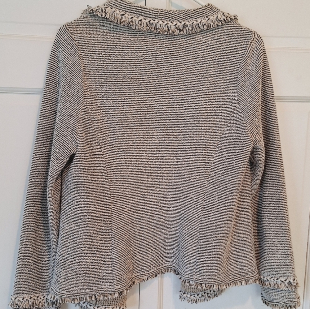 Chico's fringed tweed cardigan/jacket - Picture 4 of 8